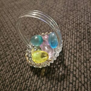 Elegant Tiny Glass Basket With Multi-color‎ Eggs